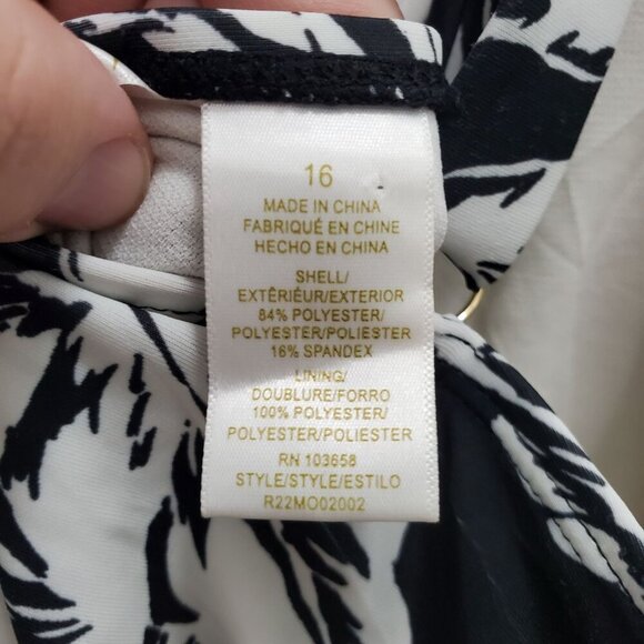 Anne Cole Woman's White Black Tropical Leaf Print One Piece Swimsuit Plus Sz 16 - Picture 6 of 7